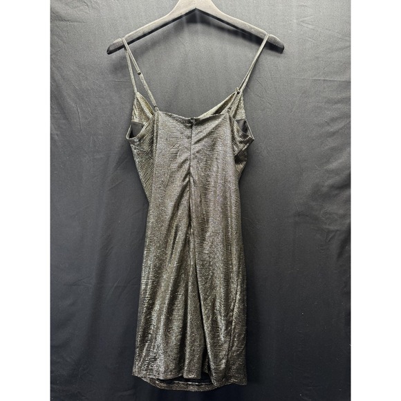 Forever 21 Dress Womens Small Silver Metallic Cowl Neck Slip Mini Party Club - Picture 6 of 7